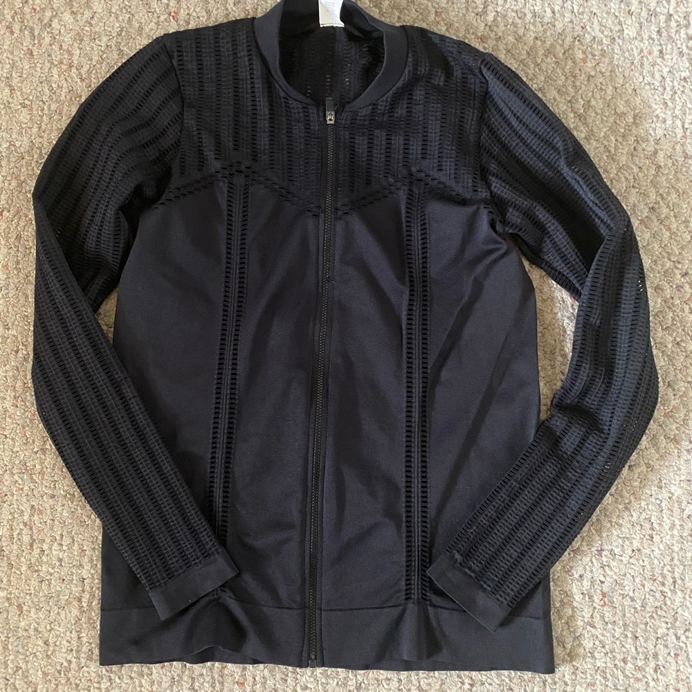 Fabletics Black Textured Full Zip Jacket